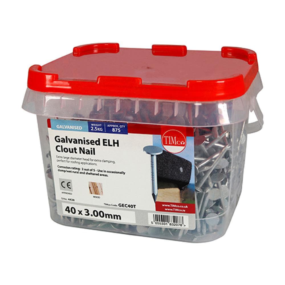 Timco GEC40T Extra Large Head Clout Nails - Galvanised 40 X 3.00