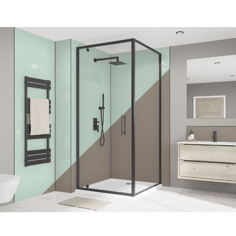 Wetwall Bathroom Wall Panel - 2440mm x 1220mm x 4mm - Terra Grey / Seabreeze Green