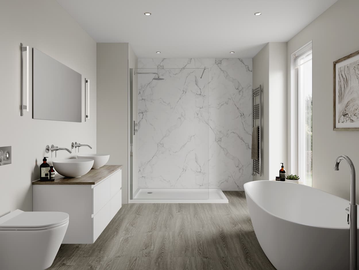 Multipanel Linda Barker Bathroom Wall Panel Hydrolock 2400 x 598mm Calacatta Marble 3460