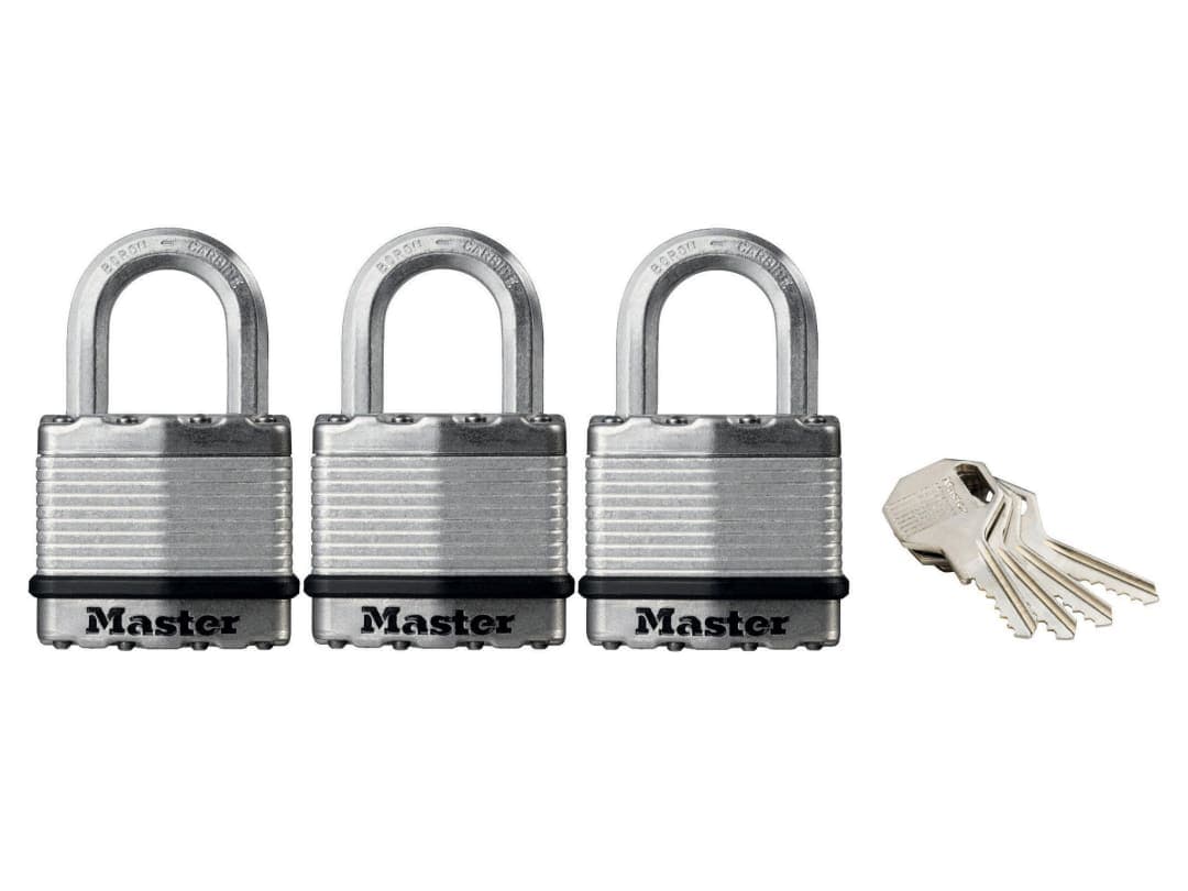 Master Lock Excell™ Laminated Steel 45mm Padlock - 24mm Shackle - Keyed Alike x 3 M1EURTRI