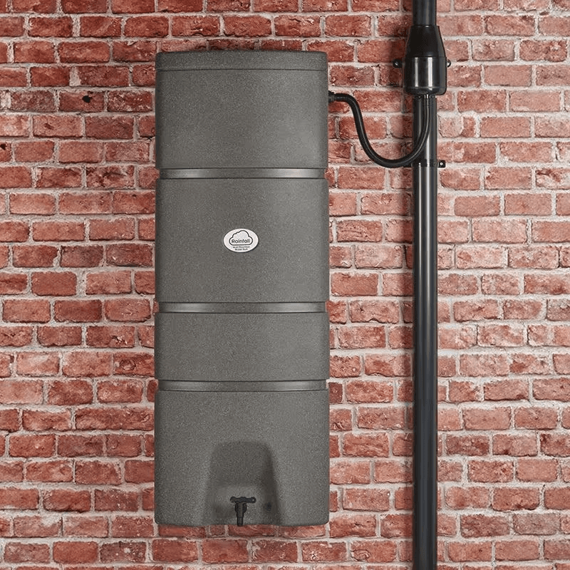 Medium 160L Rainfall Wall Mounted Water Butt in Dark Granite Black