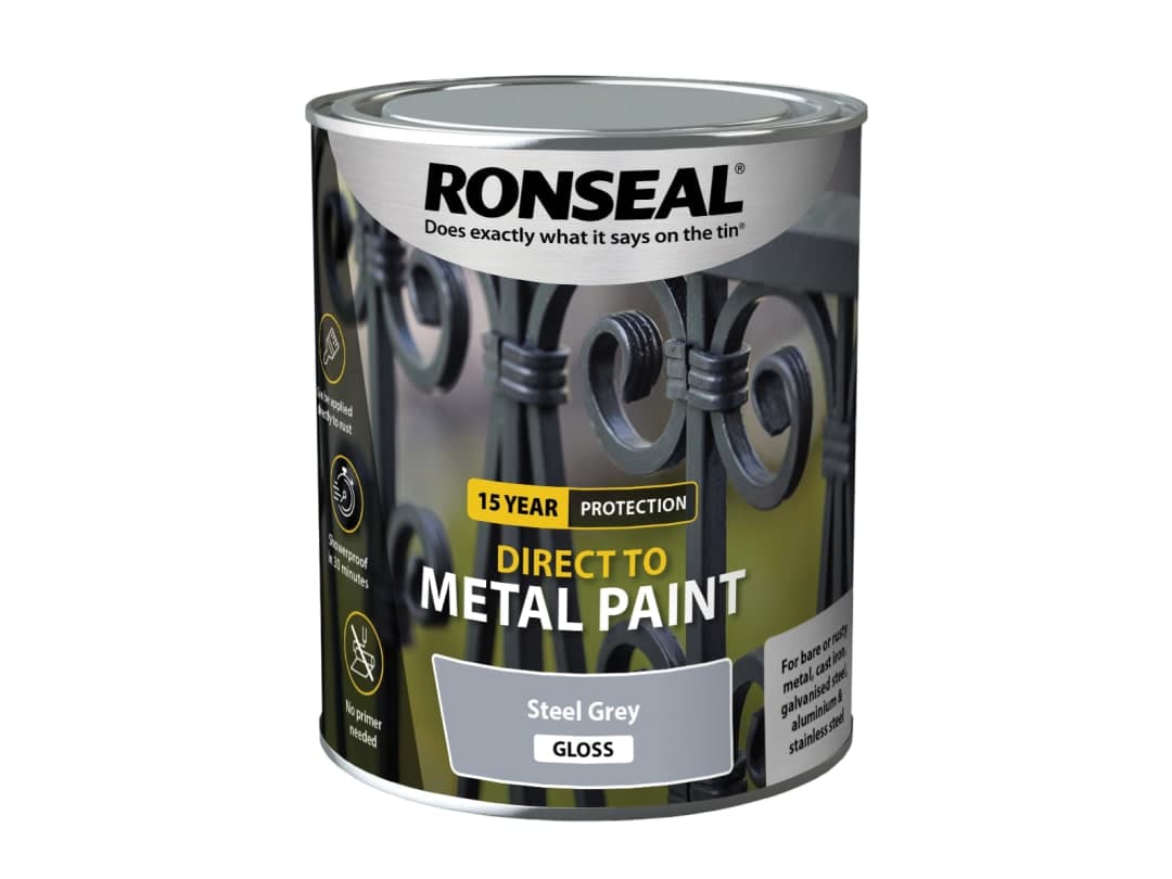 Ronseal Direct to Metal Paint Steel Grey Gloss 750ml 39204