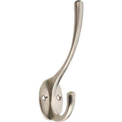 Zinc Constructed Satin Nickel Plated Oval Base Hat & Coat Hook - Wall/Door Mountable - Decohooks