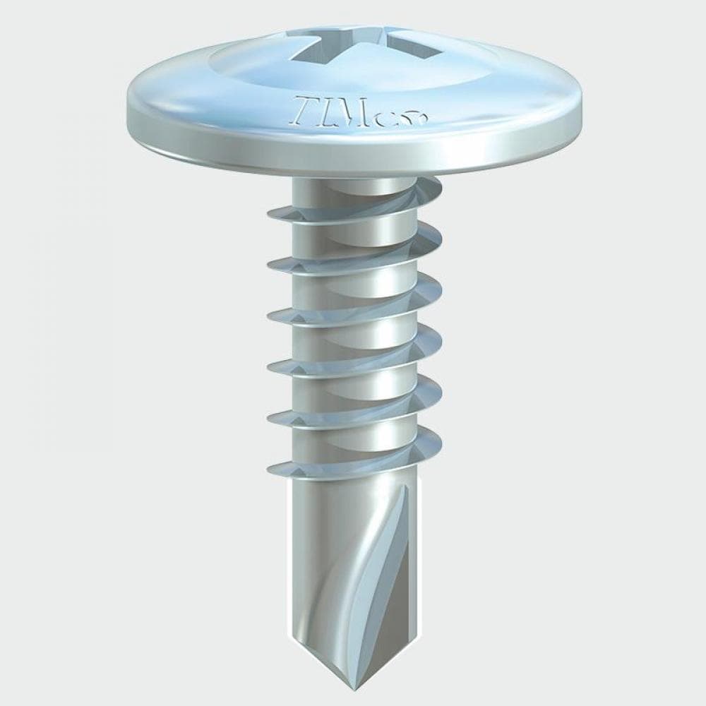 Timco 00016WHSD Metal Construction Sheet & Framing Screws - Ph - Wafer - Self-Drilling - Zinc 4.2 X 16