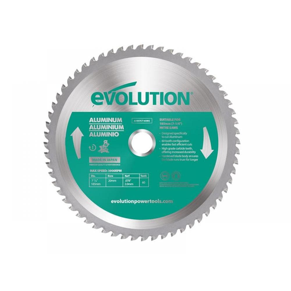 Evolution A185TCT-60MS Aluminium Cutting Circular Saw Blade 185 X 20Mm X 60T