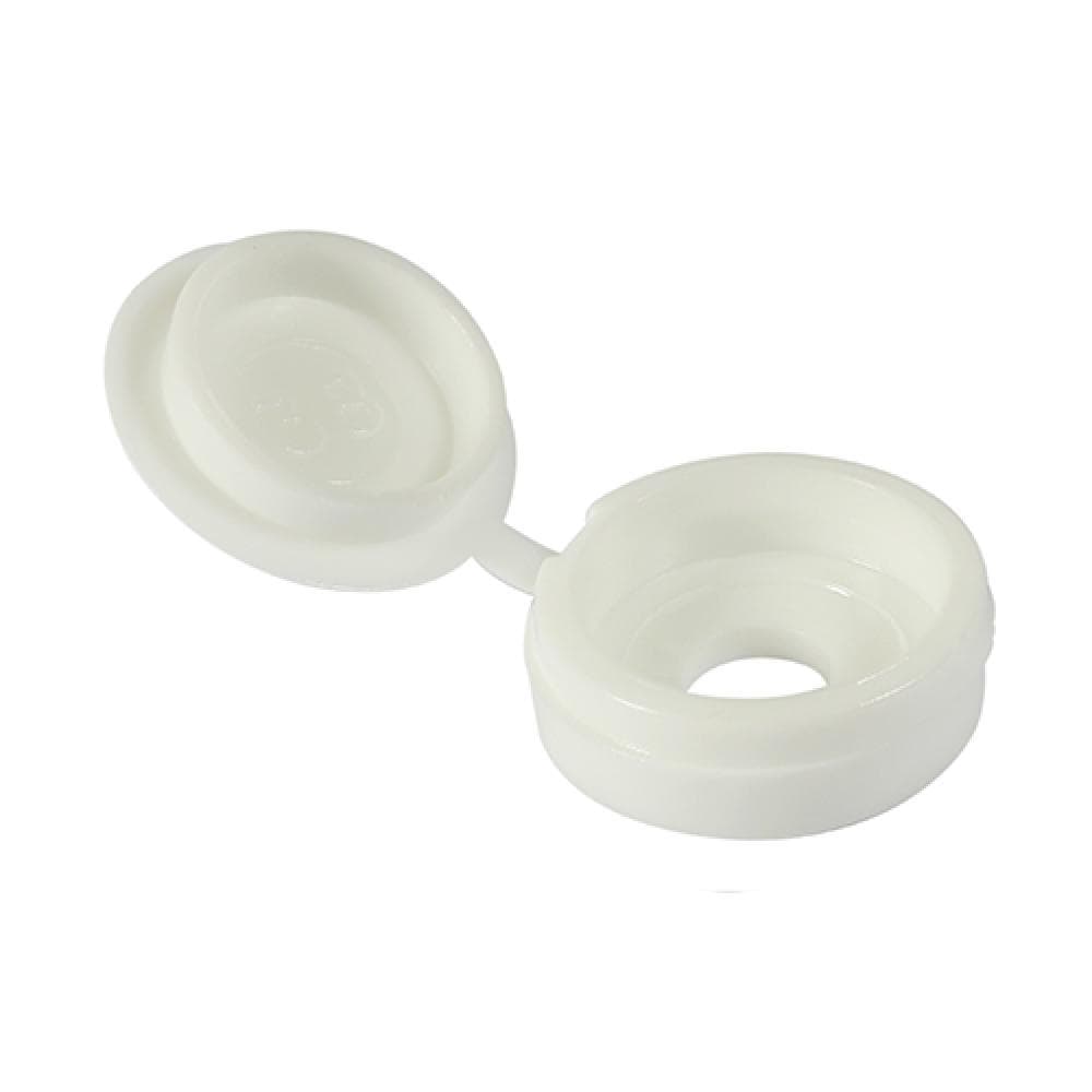 Timco LHCCWHITEP Hinged Screw Caps - Large - White To Fit 5.0 To 6.0 Screw TIMpac 50