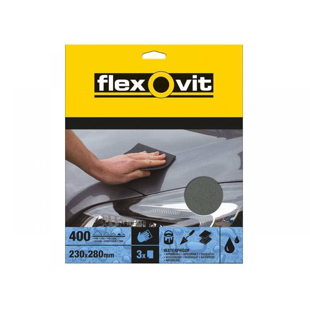 Flexovit 63642526303 Waterproof Sanding Sheets 230 X 280Mm Fine 400G (3)