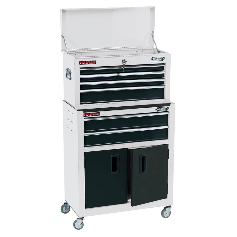 Draper 19576 Combined Roller Cabinet And Tool Chest 6 Drawer 24in White each