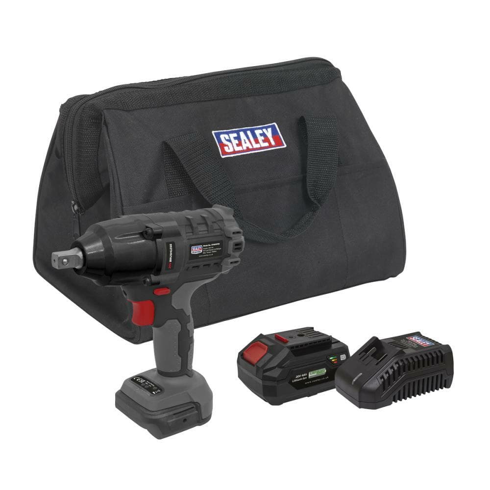 Sealey CP20VPIWKIT1 Brushless Impact Wrench Kit 1/2inSq Drive 20V 4Ah Sv20 Series