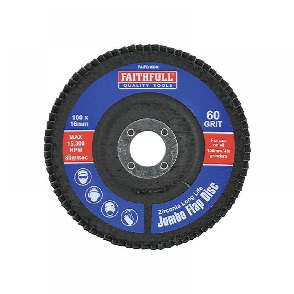 Faithfull Abrasive Jumbo Flap Disc 100Mm Medium