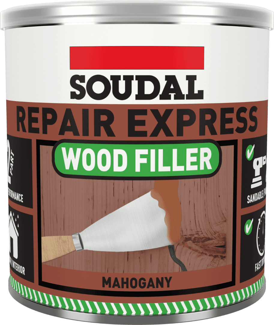Soudal Repair Express Wood 2 Part Hp Filler Mahogany 1.5Kg 167248
