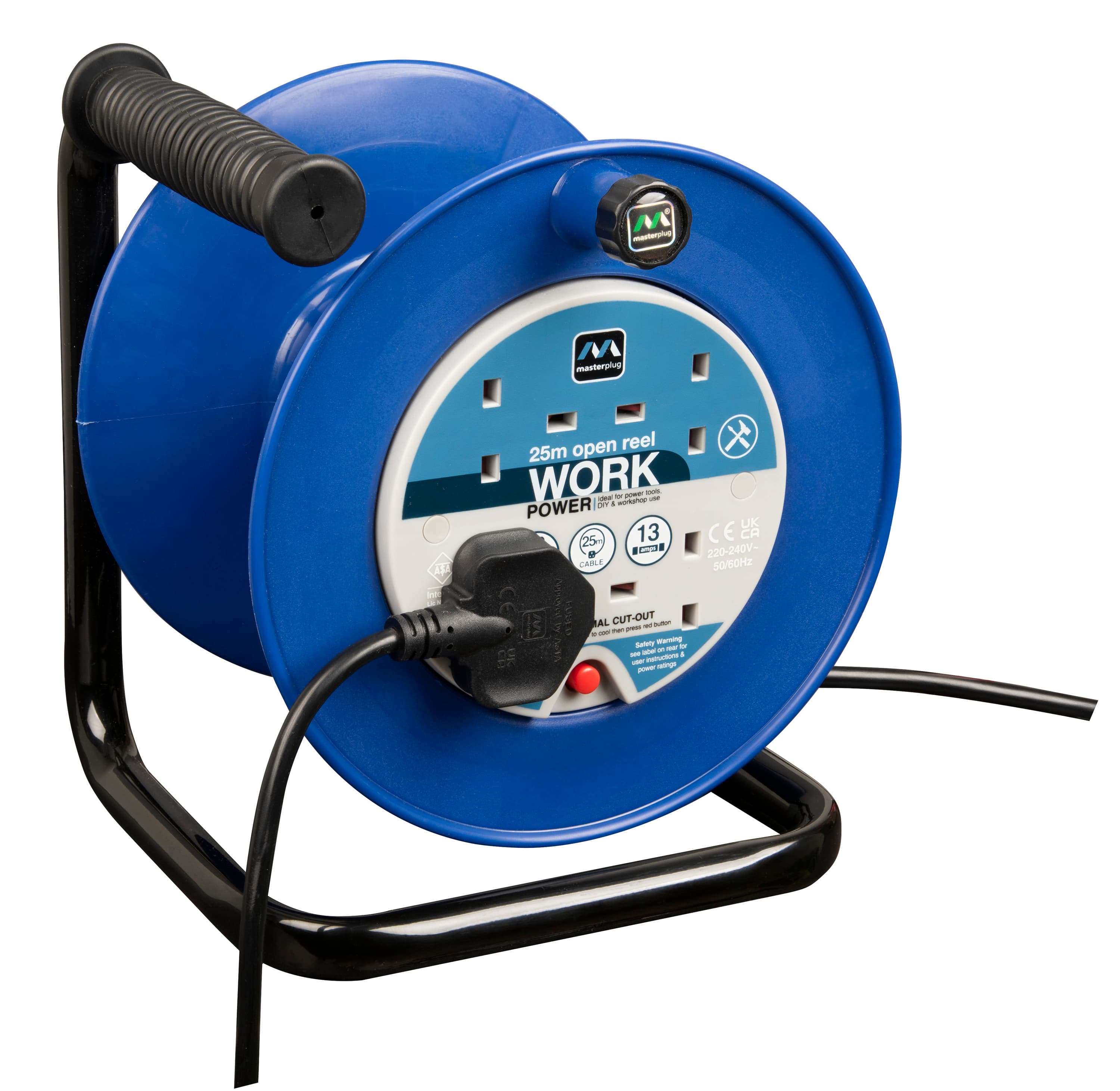 Masterplug 25m 4 Socket Cable Reel with Thermal Cut Out 13A