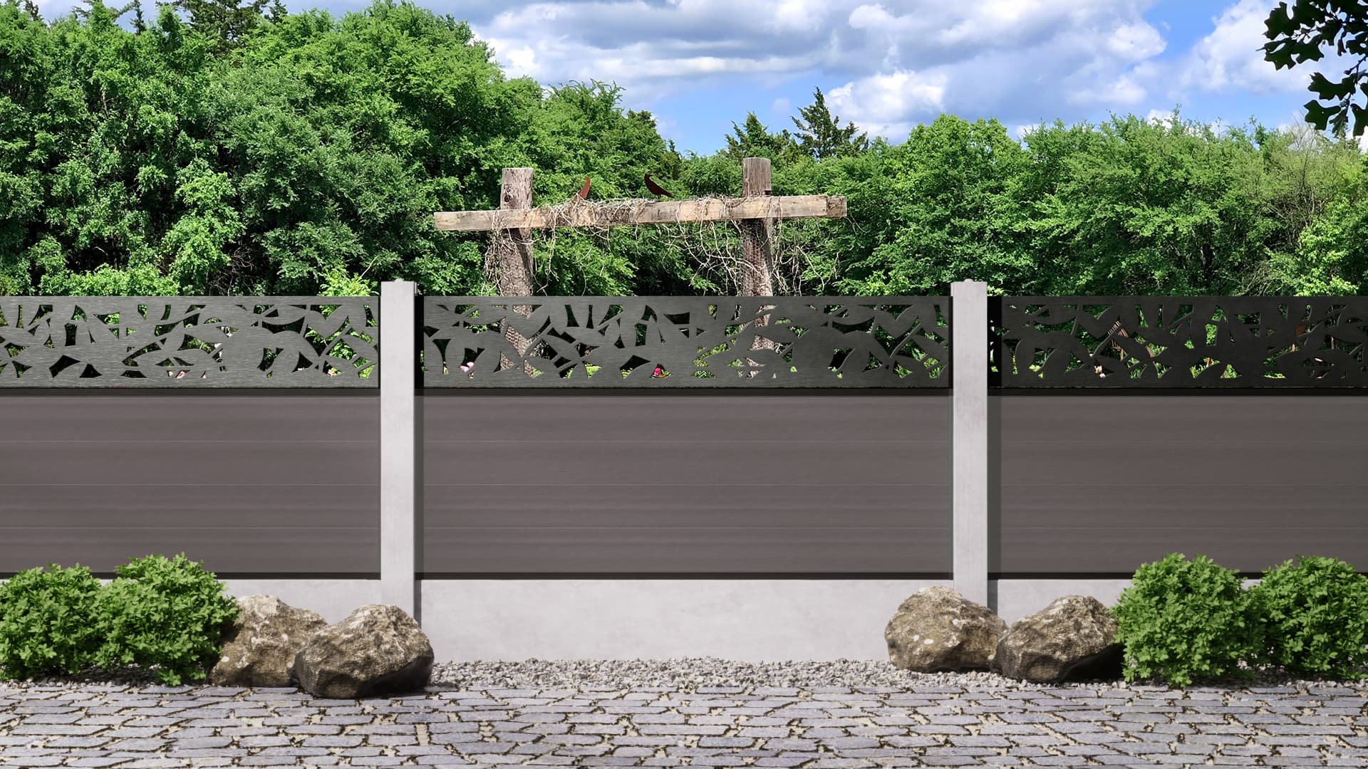 0.9m – Stone – Amsterdam Decorative Panel With Fence