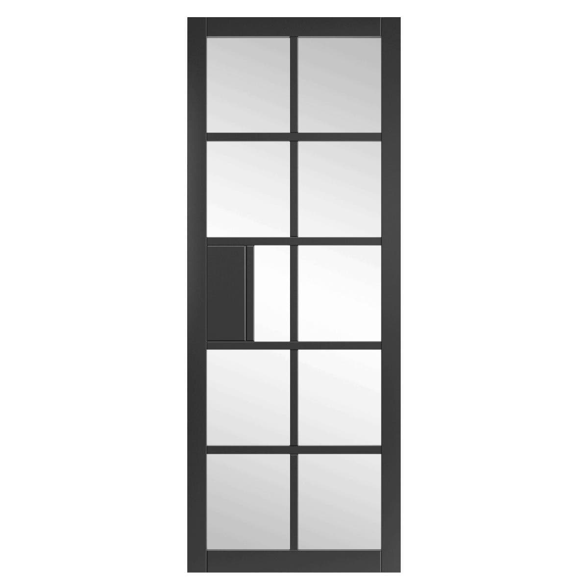 Plaza 10 Panel Glazed Internal Door - Black / Clear Glass - Prefinished - 35 x 1981 x 610mm