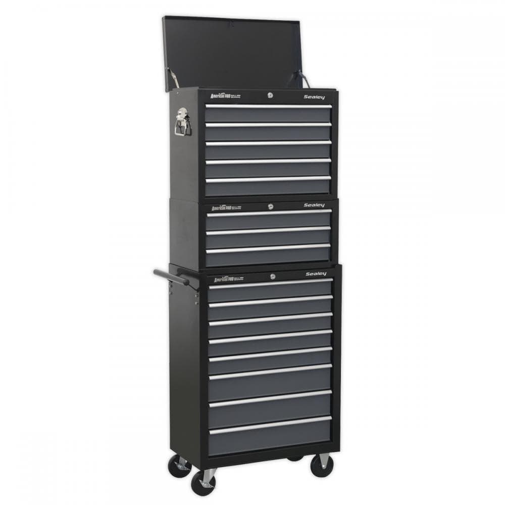 Sealey AP35STACK Tool Chest Combination 16 Drawer With Ball-Bearing Slides - Black/Grey