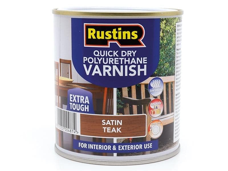Rustins PSTEW500 Quick Dry Polyurethane Varnish Satin Teak 500Ml Pstew500