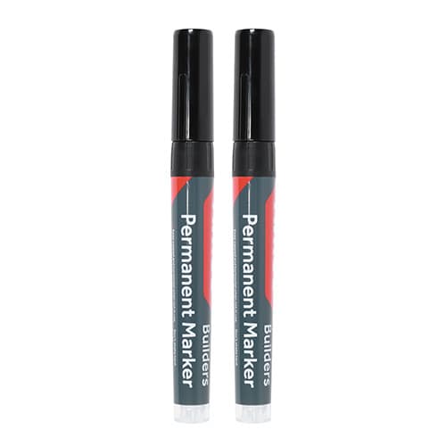 Timco 736222 Builders Permanent Markers - Chisel Tip - Black Chisel Tip Blister Pack 2