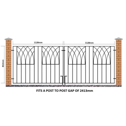 Abbey Double Driveway Metal Gates 2413mm GAP x 812mm High Zinc & Powder ABZP10