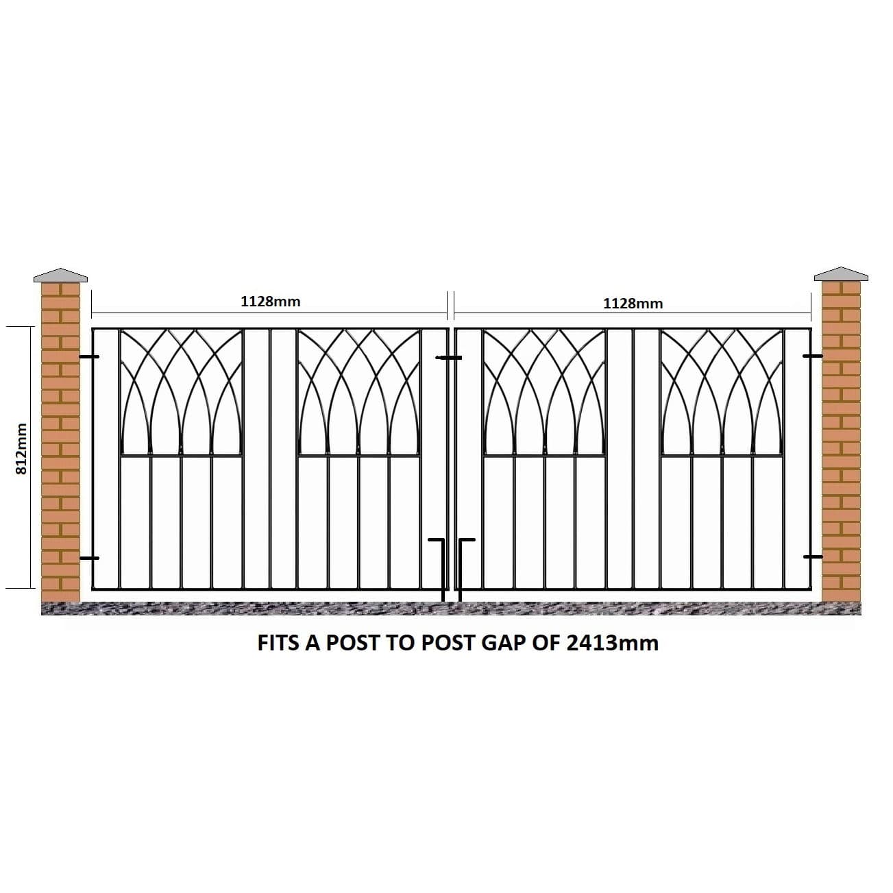 Abbey Double Driveway Metal Gates 2413mm GAP x 812mm High Zinc & Powder ABZP10