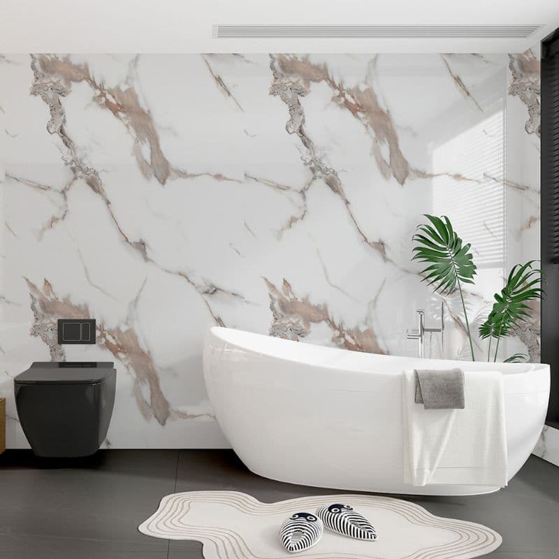Bathroom Wall Panel - 1000mm x 2400mm x 10mm Bronze Carrara Marble Super Matt