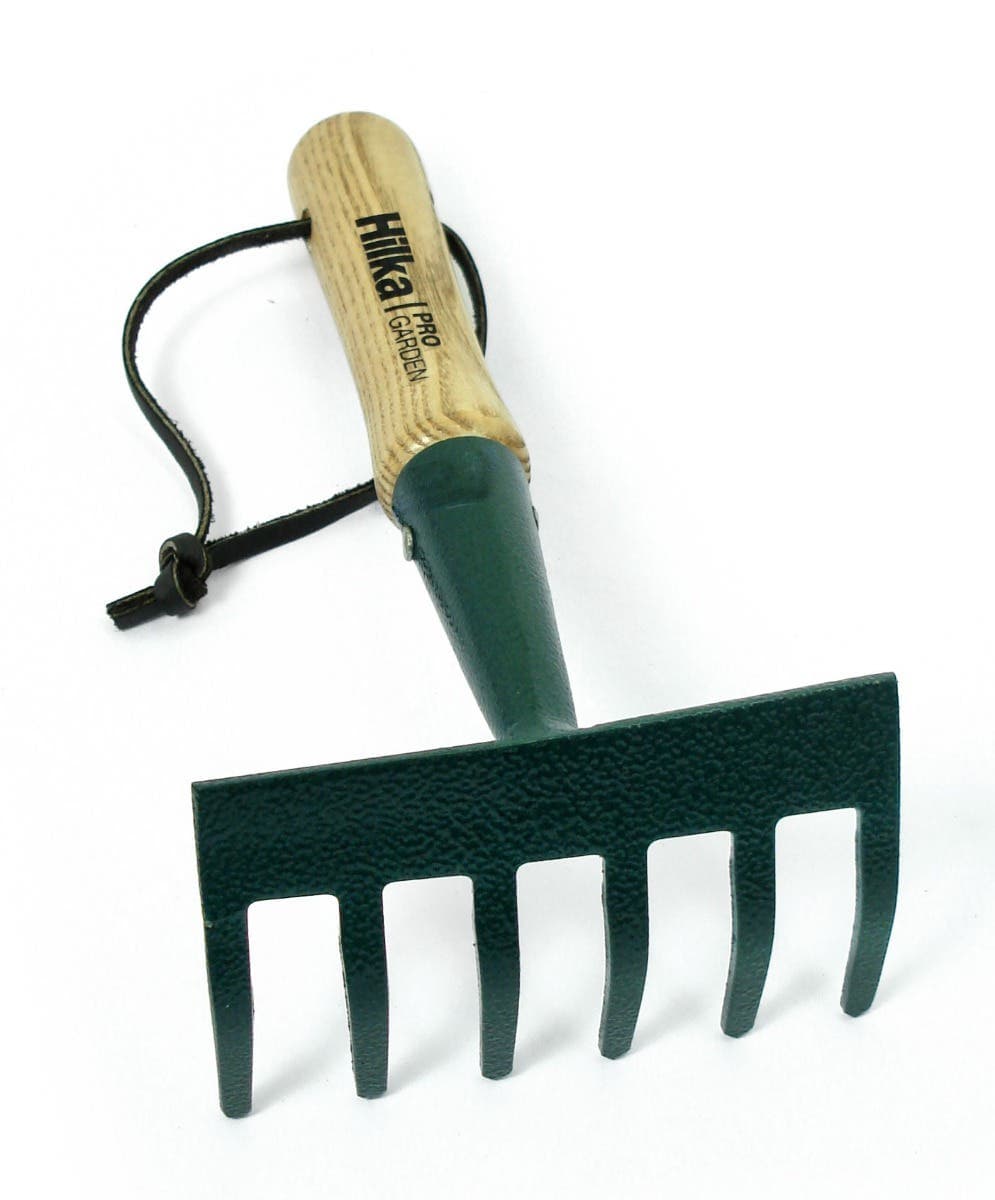 Hilka Gardening Hand Rake - Carbon Steel - Hardwood Handle