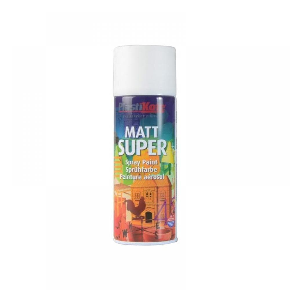 Plastikote 011107 Matt Super Spray White 400Ml