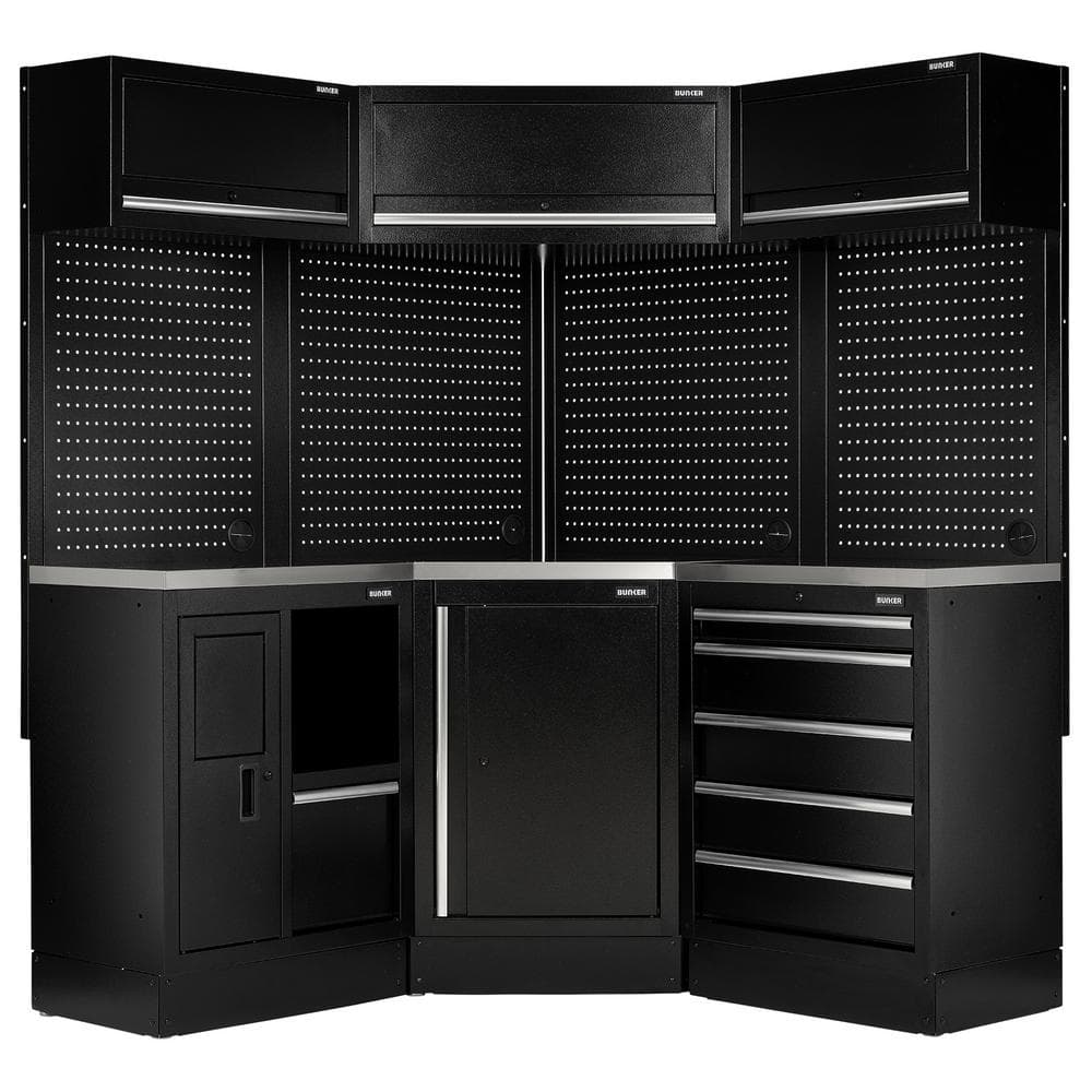 Bunker 18 Piece Modular Storage Corner Combo With Stainless Steel Worktop 3454Mm 32521