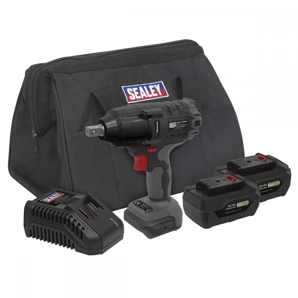 Sealey CP20VPIWKIT Brushless Impact Wrench Kit 1/2inSq Drive 20V 4Ah Sv20 Series - 2 Batteries