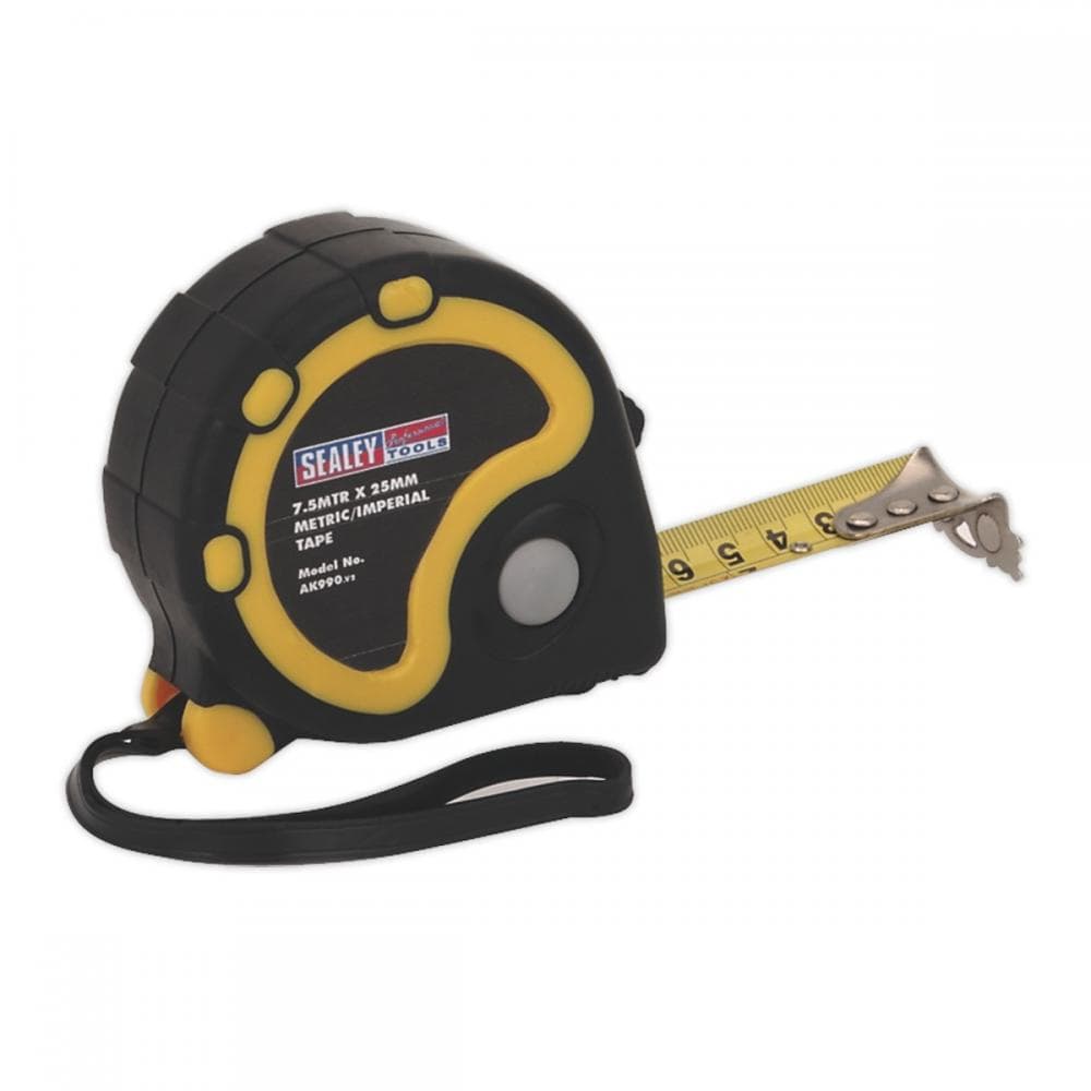 Sealey AK990 Rubber Tape Measure 7.5M(25Ft) X 25Mm Metric/Imperial