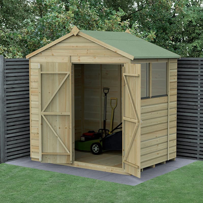 7' x 5' Forest Beckwood 25yr Guarantee Shiplap Pressure Treated Double Door Apex Wooden Shed (2.28m x 1.53m)