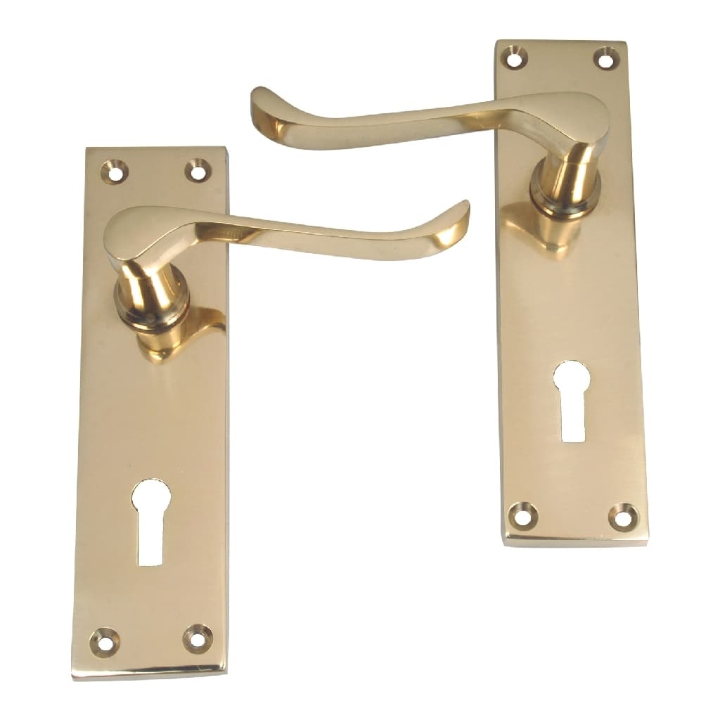 4trade Victorian Scroll Lever Lock Handle Brass