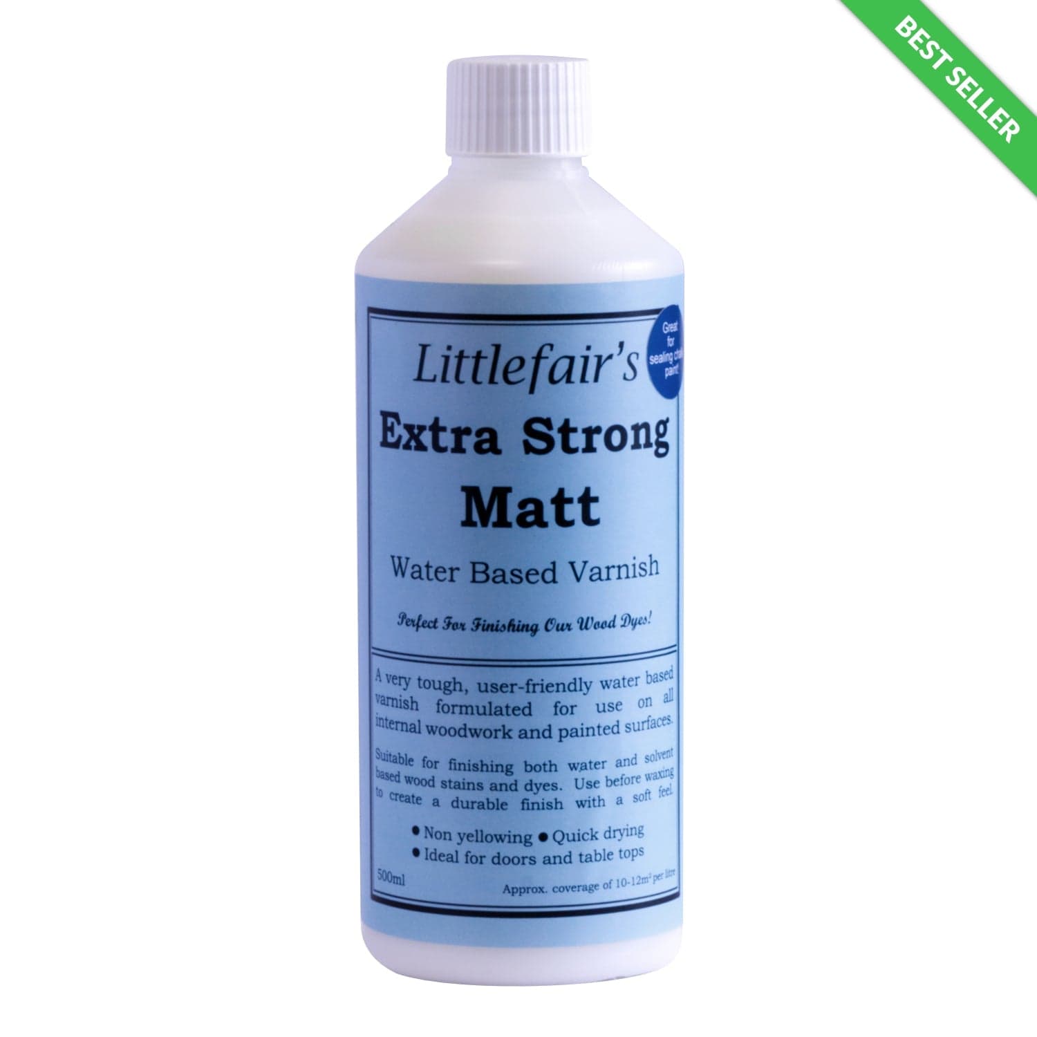 Littlefairs Water-Based Extra Strong Varnish - Matt/Satin/Gloss - Indoor Use (Doors/Floors/Tables/Furniture)