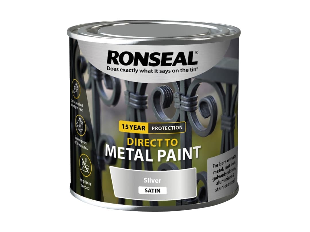 Ronseal Direct to Metal Paint Silver Satin 250ml 39404