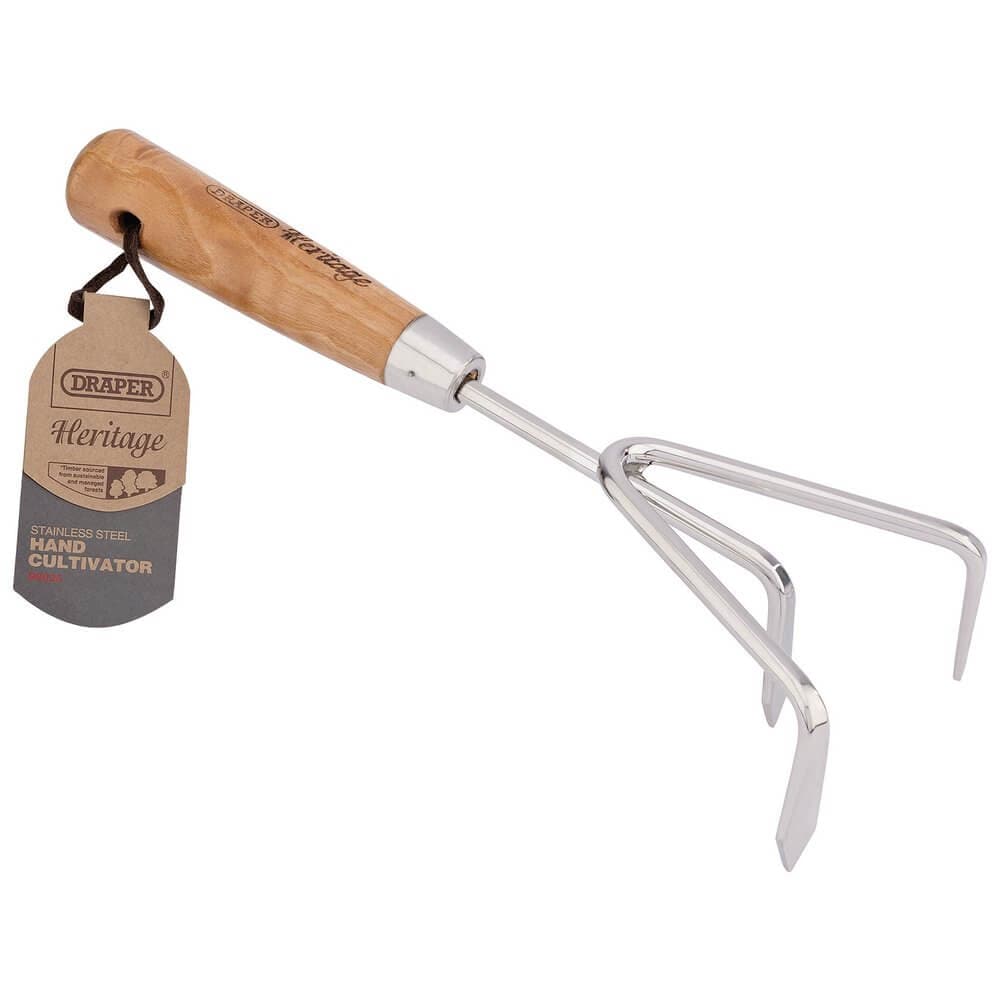 Draper 99026 Heritage Stainless Steel Hand Cultivator With Ash Handle each