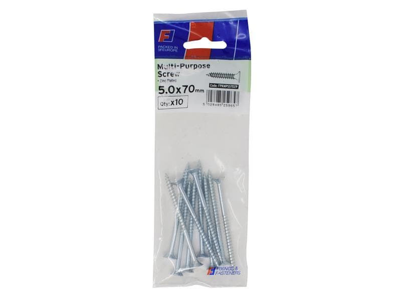 Forgefix FPKMPS570ZP Multi-Purpose Pozi Screw Csk St Zp 5.0 X 70Mm Forgepack 10