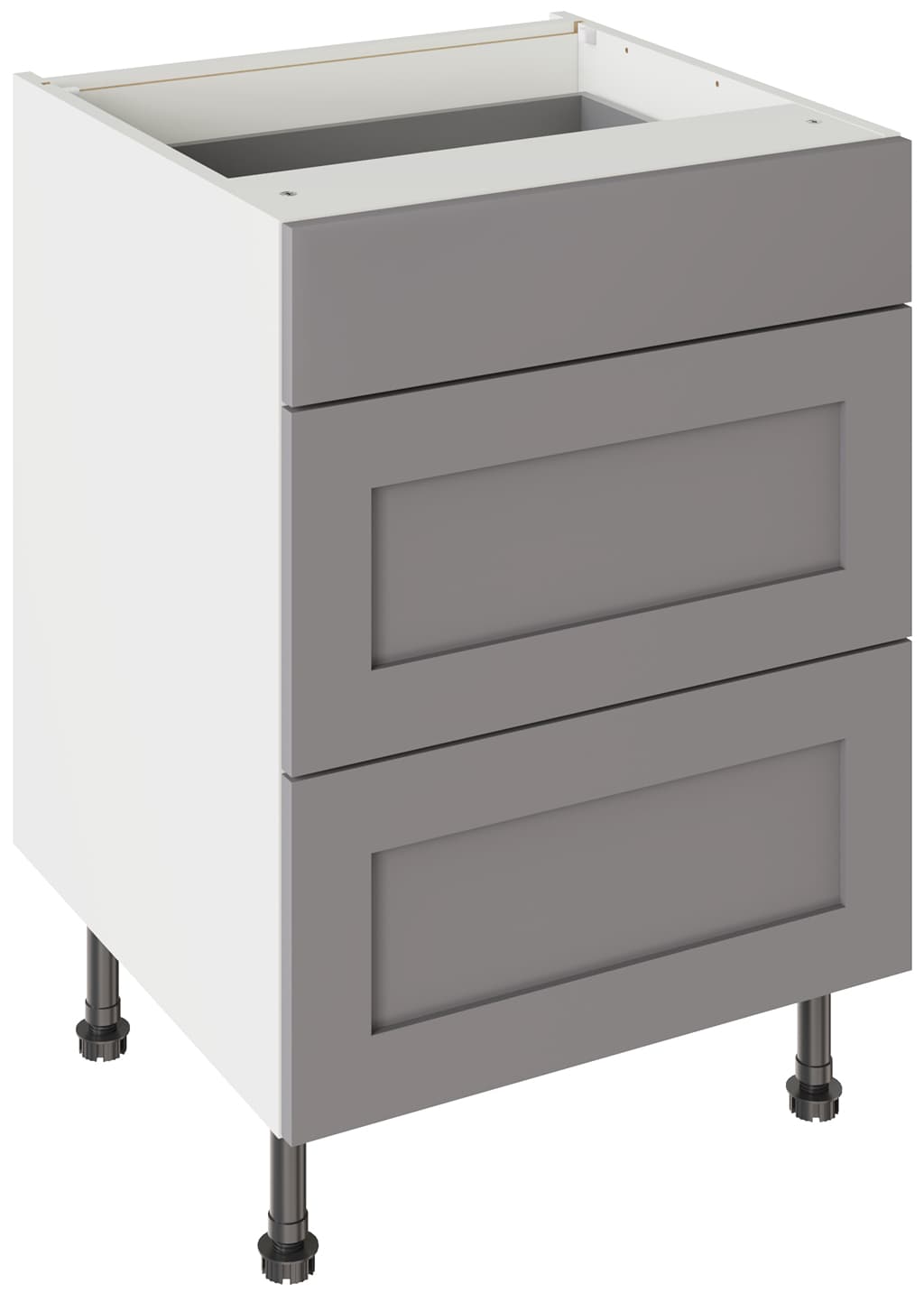 Flatpack Three Drawer Base Unit Shaker Ultra Matt Dust Grey 600mm - FKKH0806