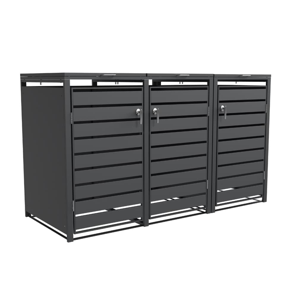 Ecoscape Triple Bin Storage with Lid - Charcoal