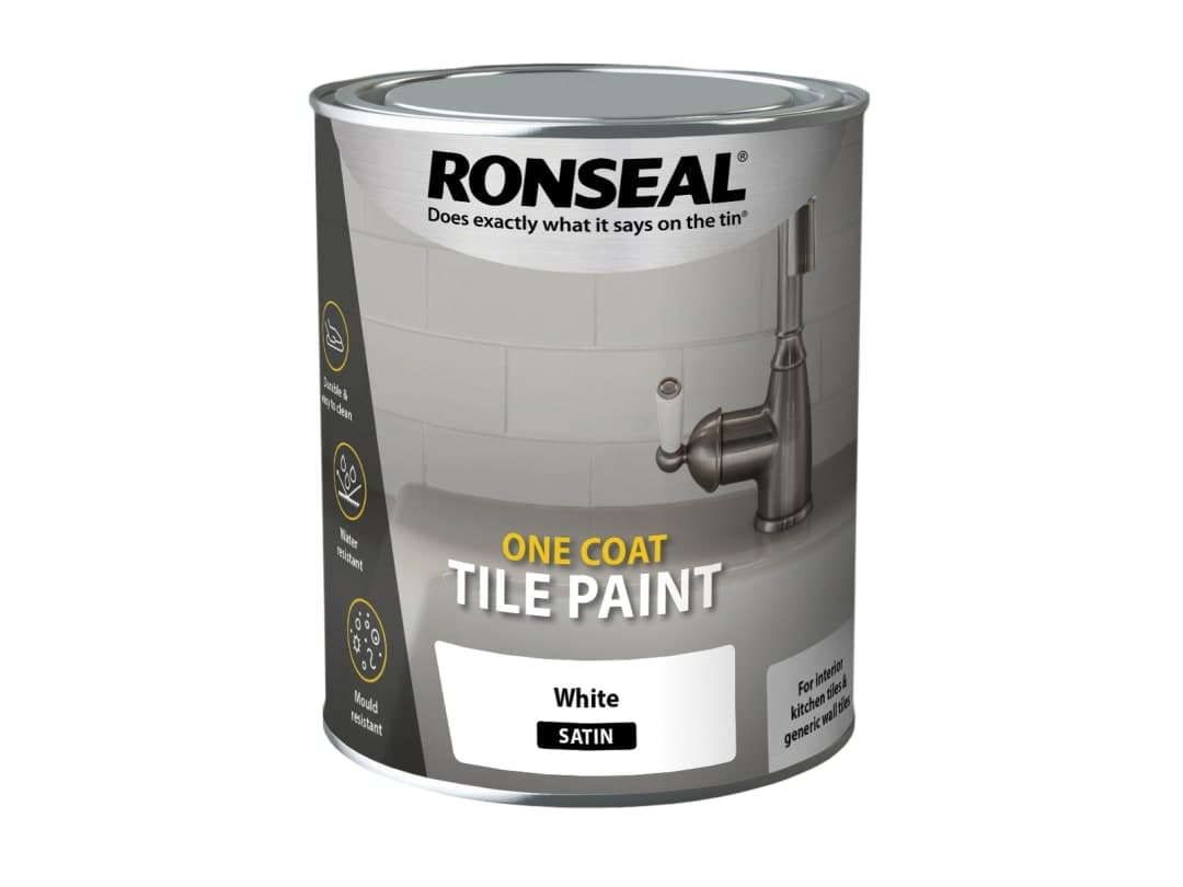Ronseal One Coat Tile Paint White Satin 750ml 37683