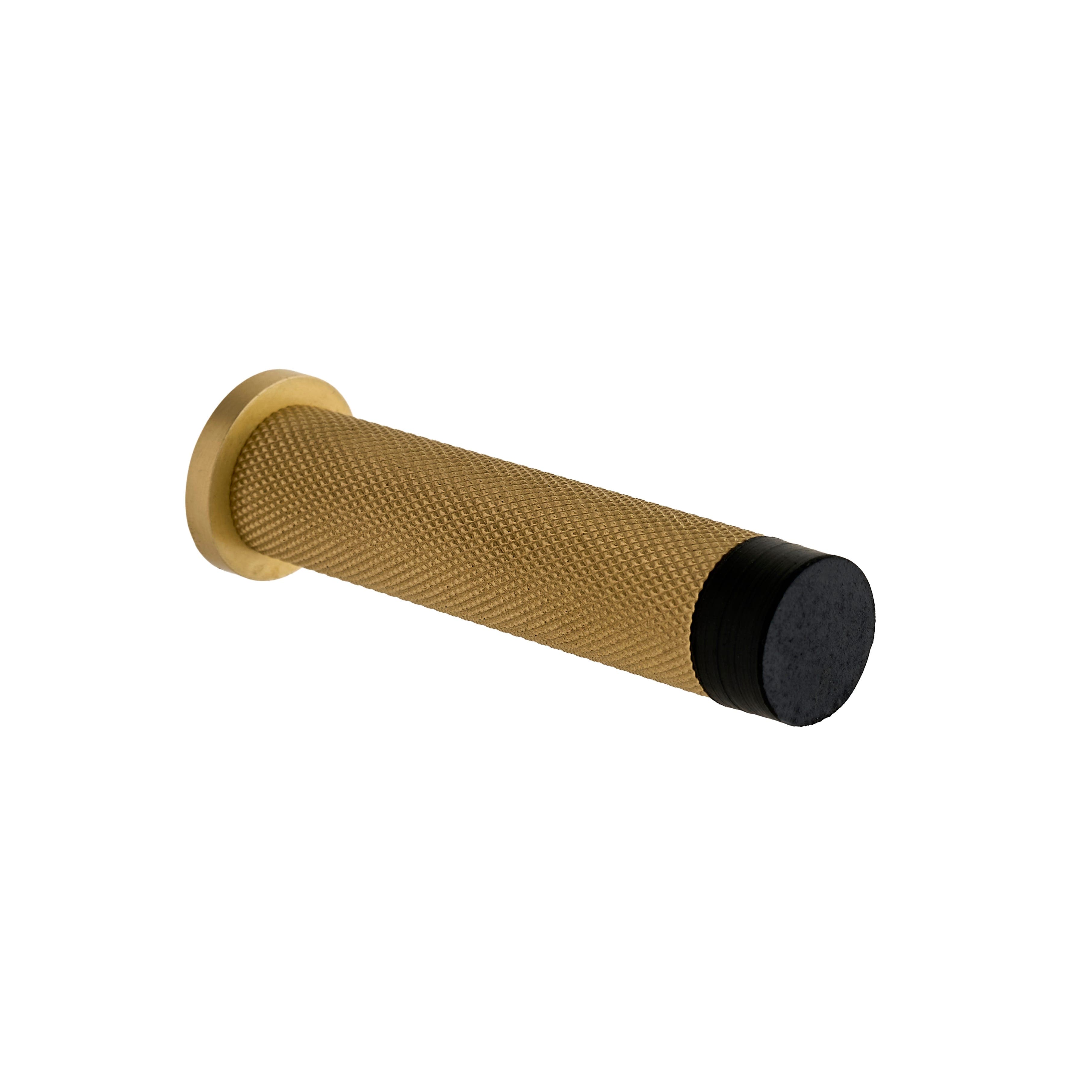 Door Stop - Kensington Knurled Projection - 75mm - Brushed Brass - Hardware Solutions