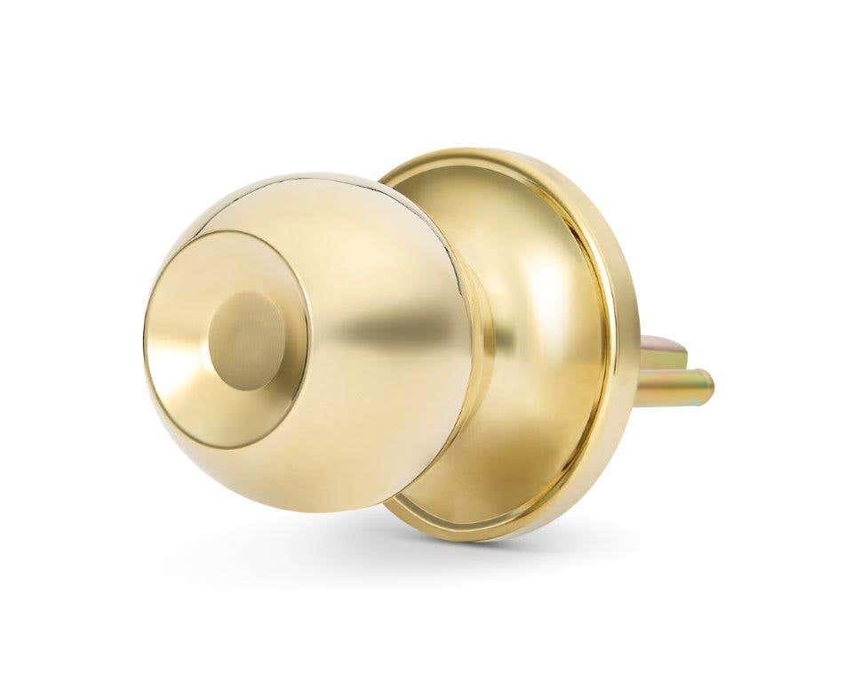 Passage Door Knob Set - 60/70mm - Polished Brass - Designer Levers
