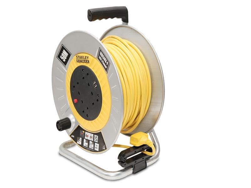 Stanley® Electrical SXECGM2OHXE Open Metal Drum Cable Reel 240V 13A 4-Socket + 2 Usb 50M