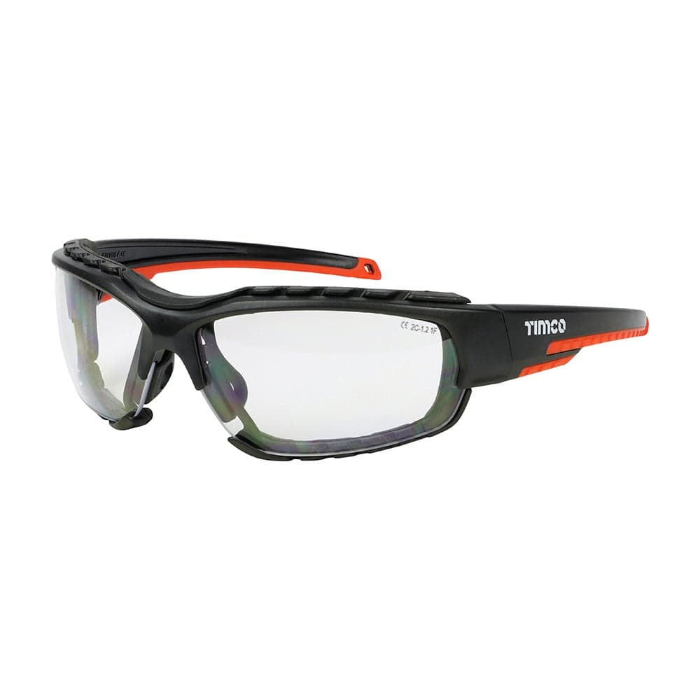Timco 770123 Sports Style Safety Glasses - With Foam Dust Guard - Clear One Size