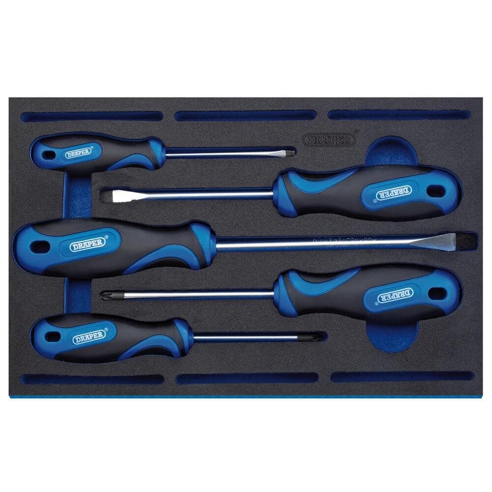 Draper 63400 Soft Grip Screwdriver Set In 1/4 Drawer Eva Insert Tray (5 Piece) per set