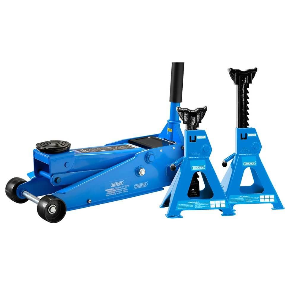 Draper Trolley Jack And Axle Stand Kit (3 Tonne) Pk 2 07290