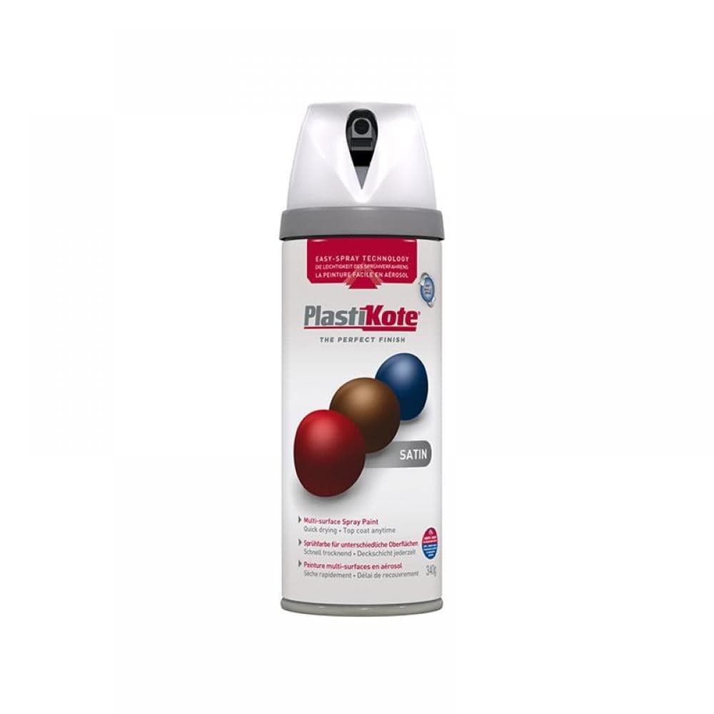 Plastikote 022101 Twist & Spray Satin White 400Ml