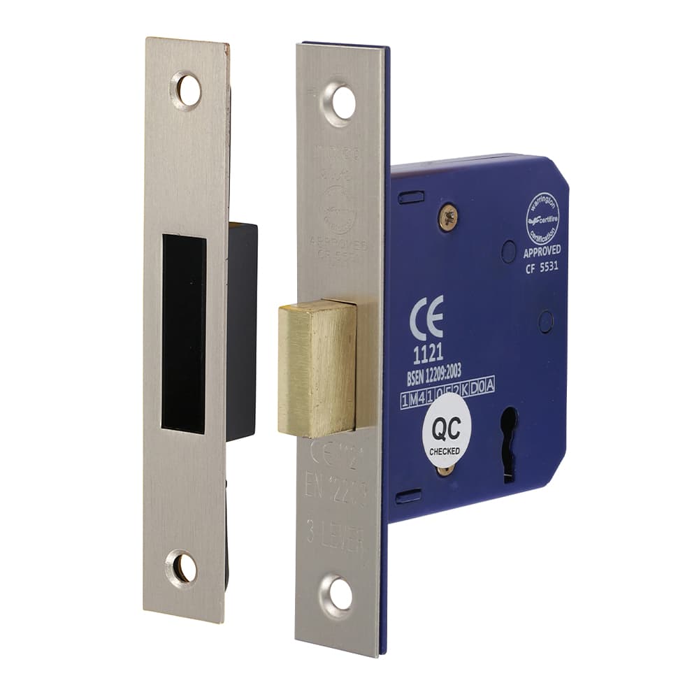 Timco 675751 3 Lever Deadlock - Satin Nickel 65Mm Box 1