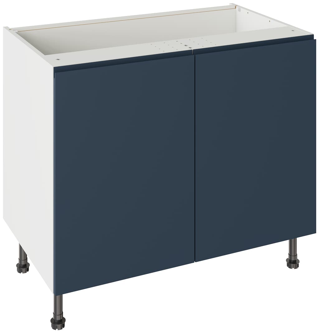 Flatpack 1000 Base Kitchen Cabinet J-Pull Shaker Ultra Matt Indigo Blue