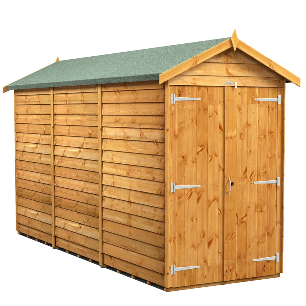 Powersheds 12 x 4 Power Overlap Apex Double Doors No Windows