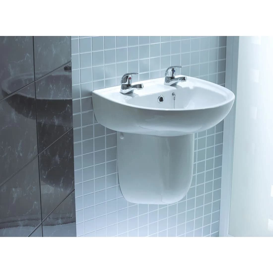 Atlas Pro Basin 45Cm 2 Tap Hole White