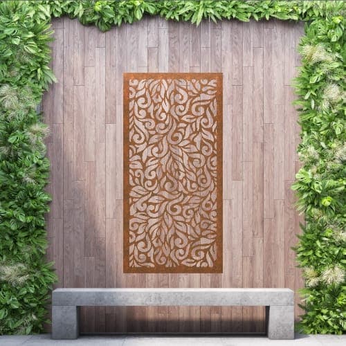 Steel Privacy Screen Botanical - Free Standing - 1800mm x 900mm Steel Corten